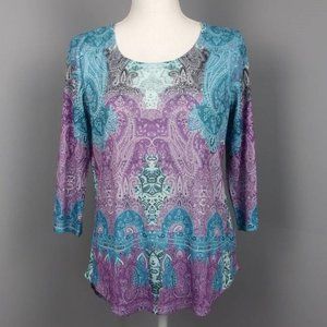Live and Let Live Scoop Neck Pullover Blouse Sz S